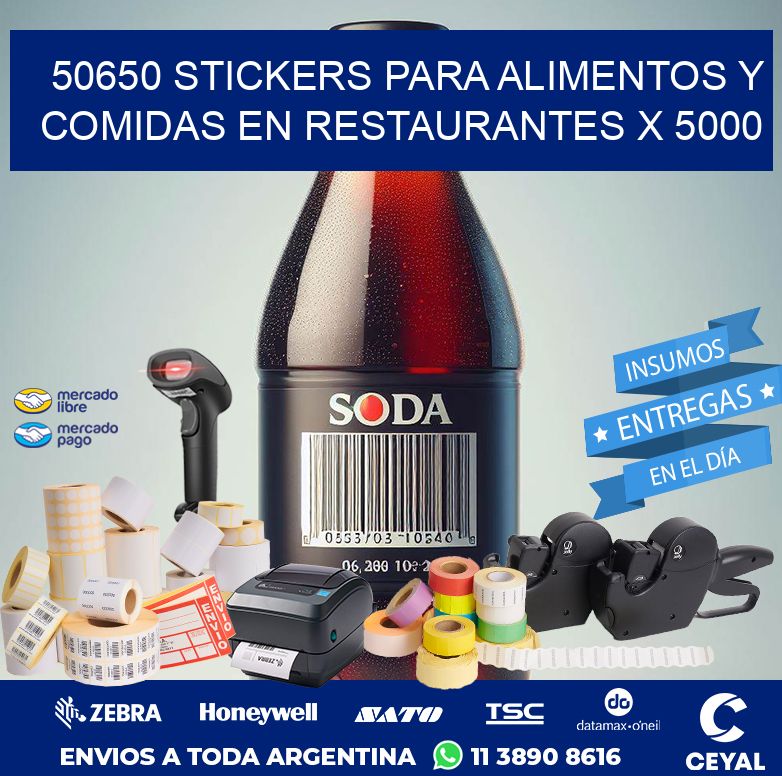 50650 STICKERS PARA ALIMENTOS Y COMIDAS EN RESTAURANTES X 5000