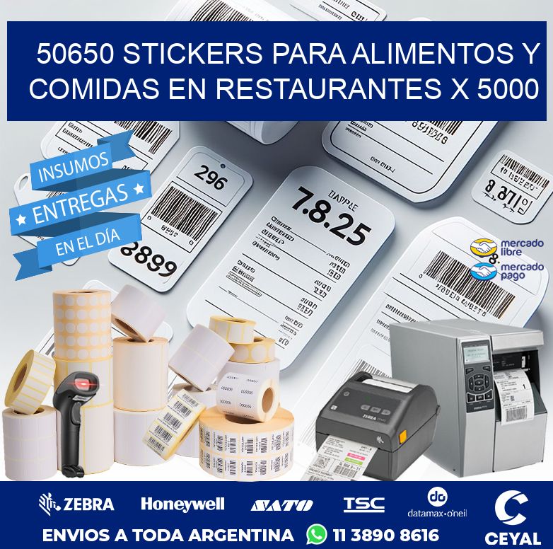 50650 STICKERS PARA ALIMENTOS Y COMIDAS EN RESTAURANTES X 5000