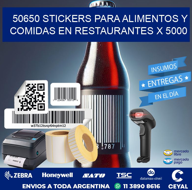 50650 STICKERS PARA ALIMENTOS Y COMIDAS EN RESTAURANTES X 5000