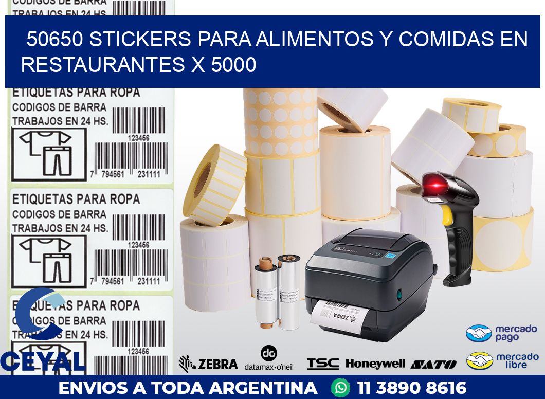50650 STICKERS PARA ALIMENTOS Y COMIDAS EN RESTAURANTES X 5000