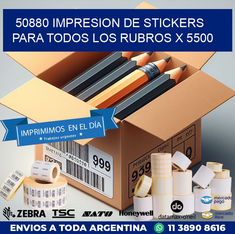 50880 IMPRESION DE STICKERS PARA TODOS LOS RUBROS X 5500
