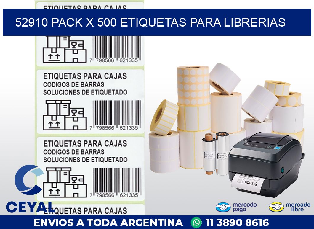 52910 PACK X 500 ETIQUETAS PARA LIBRERIAS