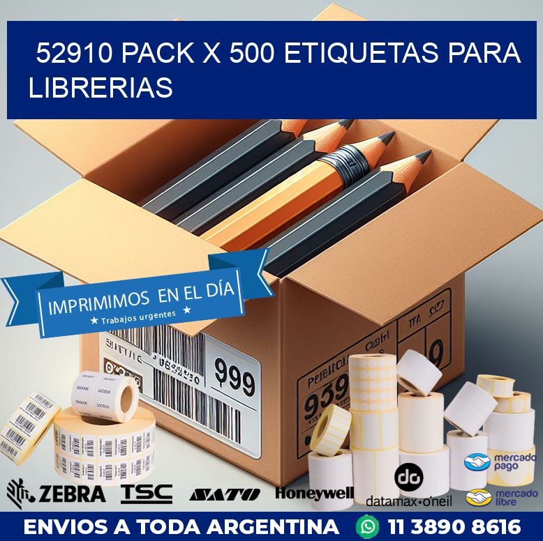 52910 PACK X 500 ETIQUETAS PARA LIBRERIAS
