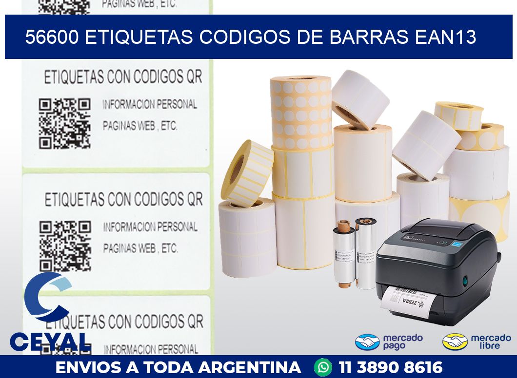 56600 ETIQUETAS CODIGOS DE BARRAS EAN13