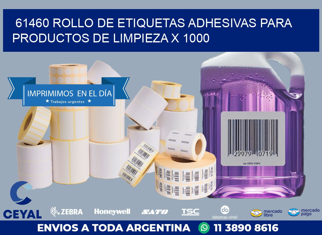 61460 ROLLO DE ETIQUETAS ADHESIVAS PARA PRODUCTOS DE LIMPIEZA X 1000