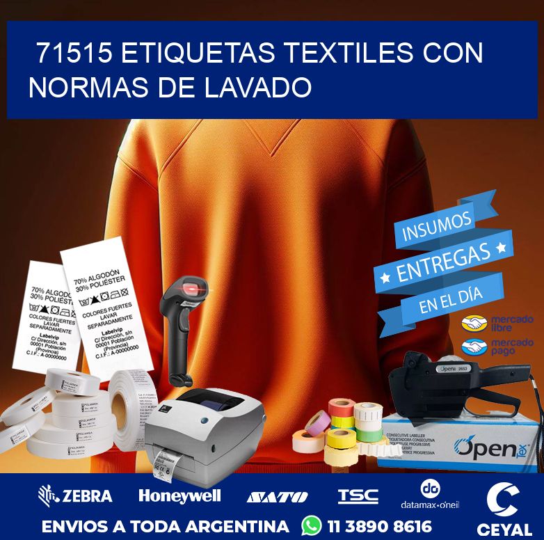 71515 ETIQUETAS TEXTILES CON NORMAS DE LAVADO