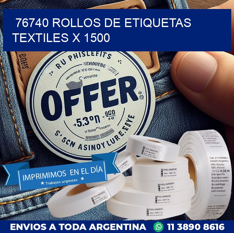 76740 ROLLOS DE ETIQUETAS TEXTILES X 1500
