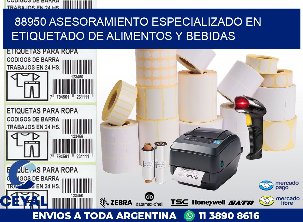 88950 ASESORAMIENTO ESPECIALIZADO EN ETIQUETADO DE ALIMENTOS Y BEBIDAS