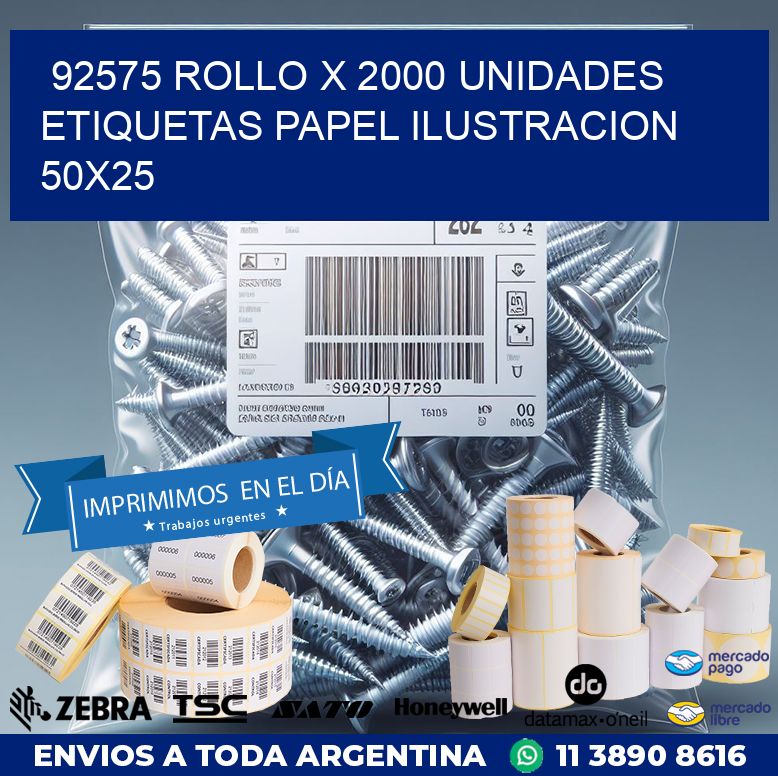 92575 ROLLO X 2000 UNIDADES ETIQUETAS PAPEL ILUSTRACION 50X25