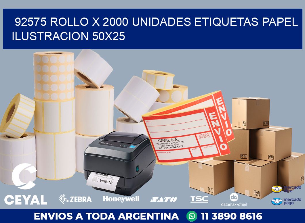 92575 ROLLO X 2000 UNIDADES ETIQUETAS PAPEL ILUSTRACION 50X25