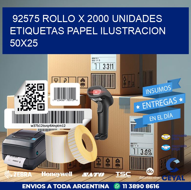 92575 ROLLO X 2000 UNIDADES ETIQUETAS PAPEL ILUSTRACION 50X25
