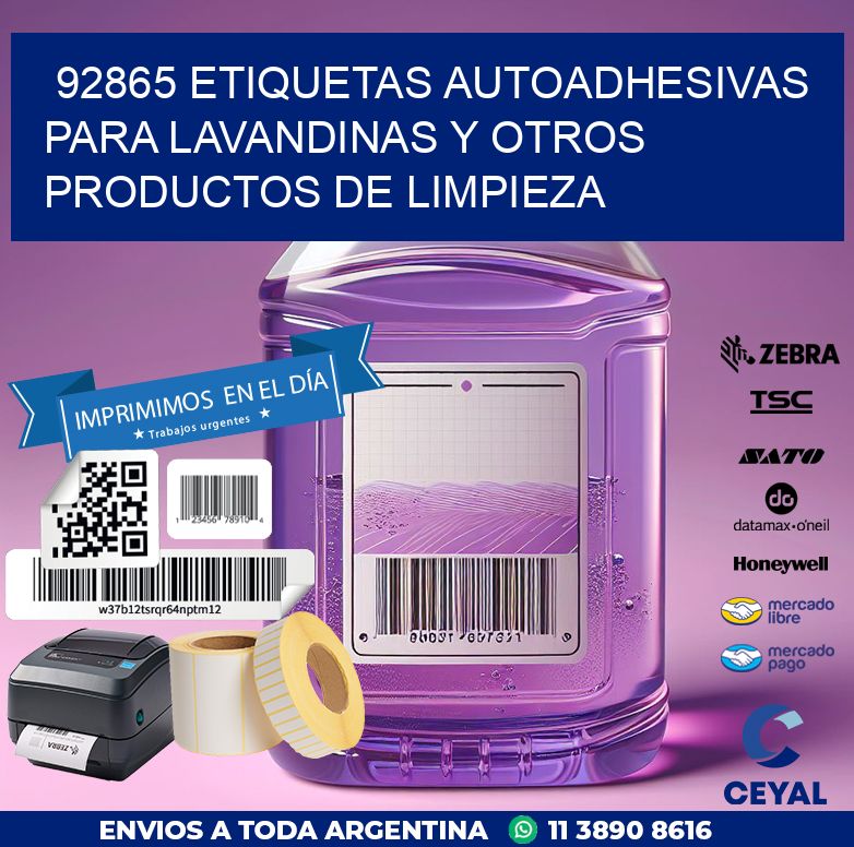 92865 ETIQUETAS AUTOADHESIVAS PARA LAVANDINAS Y OTROS PRODUCTOS DE LIMPIEZA