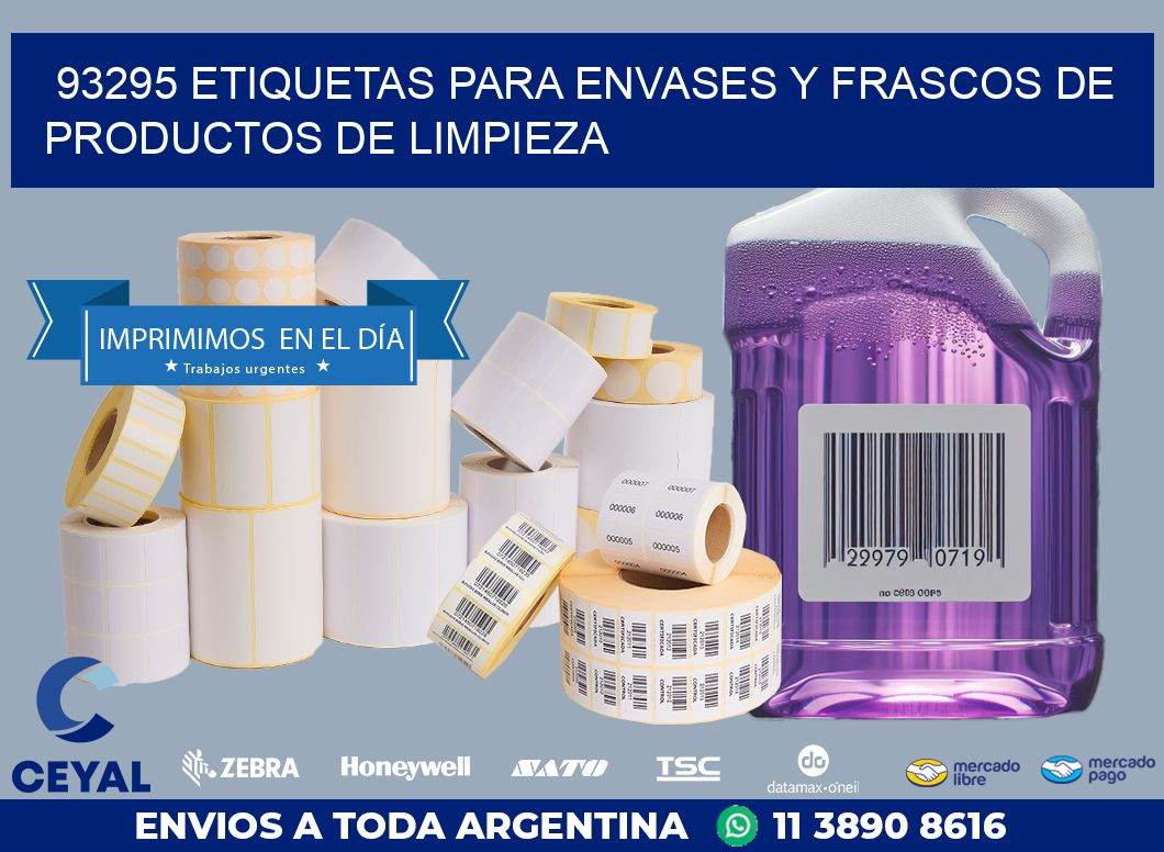 93295 ETIQUETAS PARA ENVASES Y FRASCOS DE PRODUCTOS DE LIMPIEZA