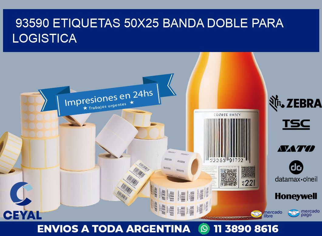 93590 ETIQUETAS 50X25 BANDA DOBLE PARA LOGISTICA