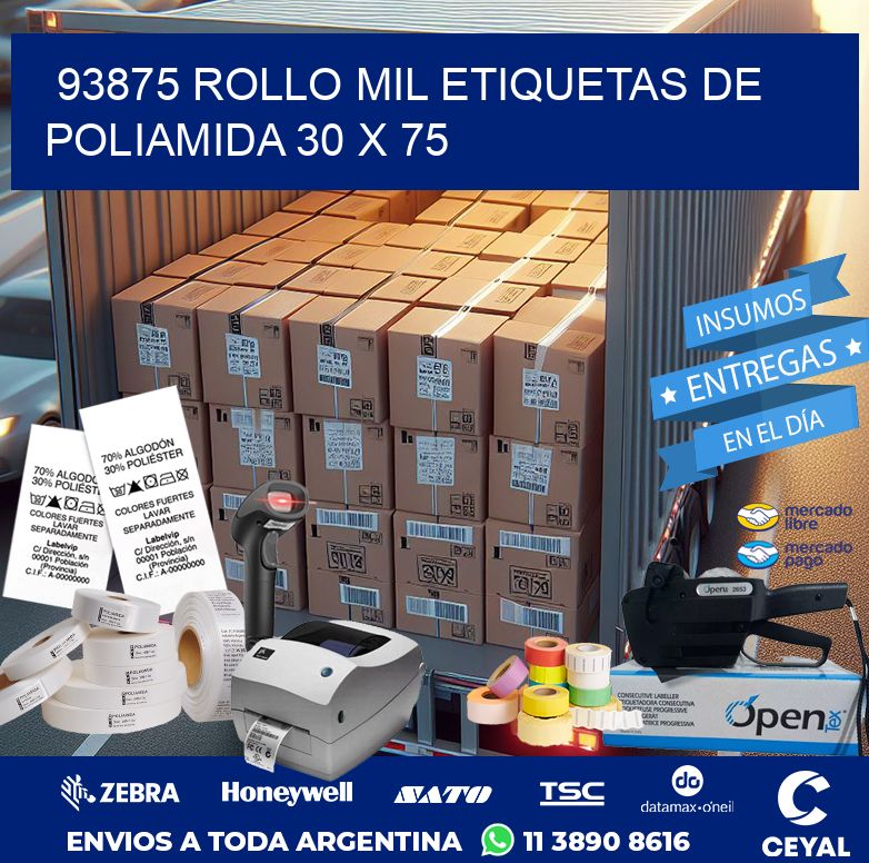 93875 ROLLO MIL ETIQUETAS DE POLIAMIDA 30 X 75