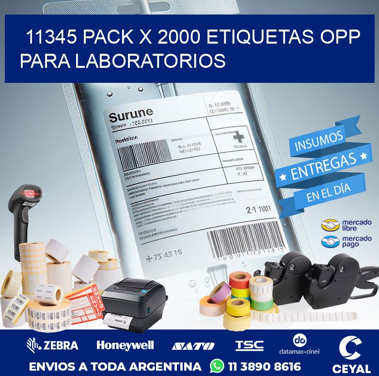 11345 PACK X 2000 ETIQUETAS OPP PARA LABORATORIOS