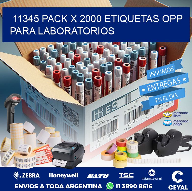 11345 PACK X 2000 ETIQUETAS OPP PARA LABORATORIOS