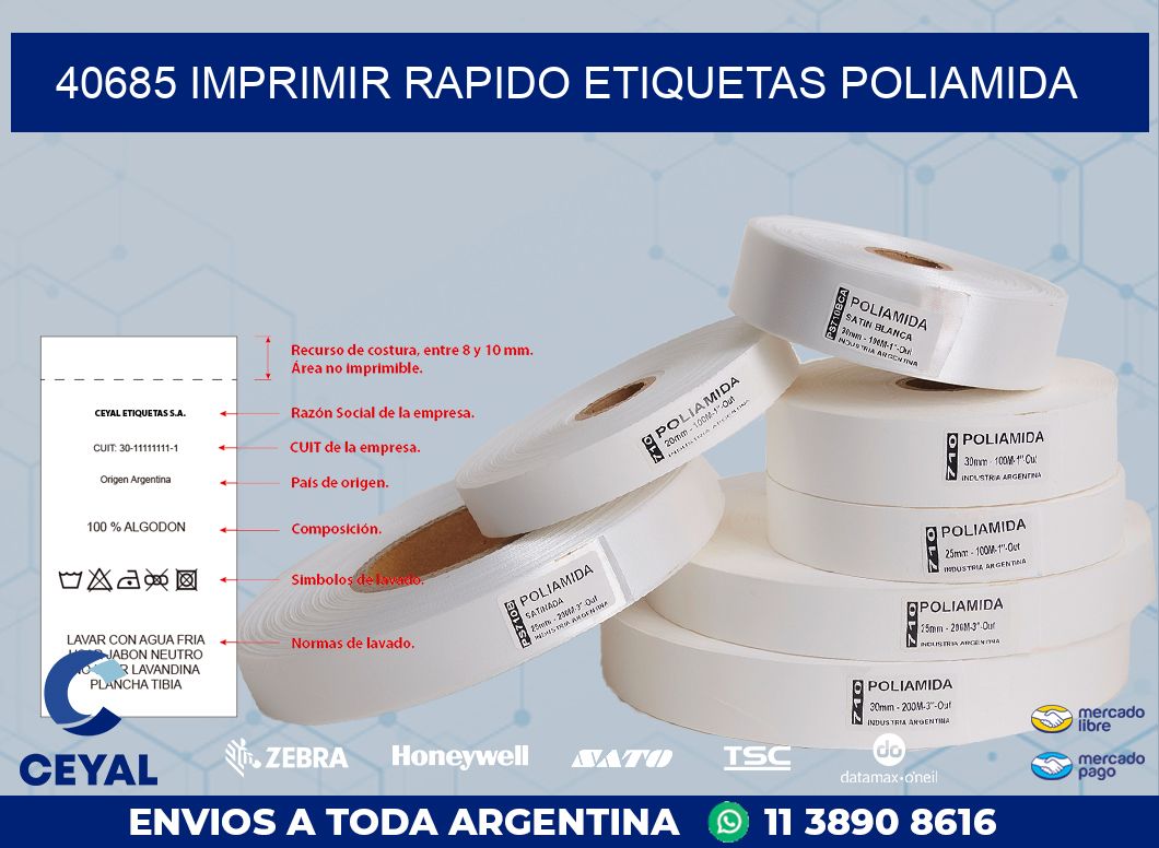 40685 IMPRIMIR RAPIDO ETIQUETAS POLIAMIDA