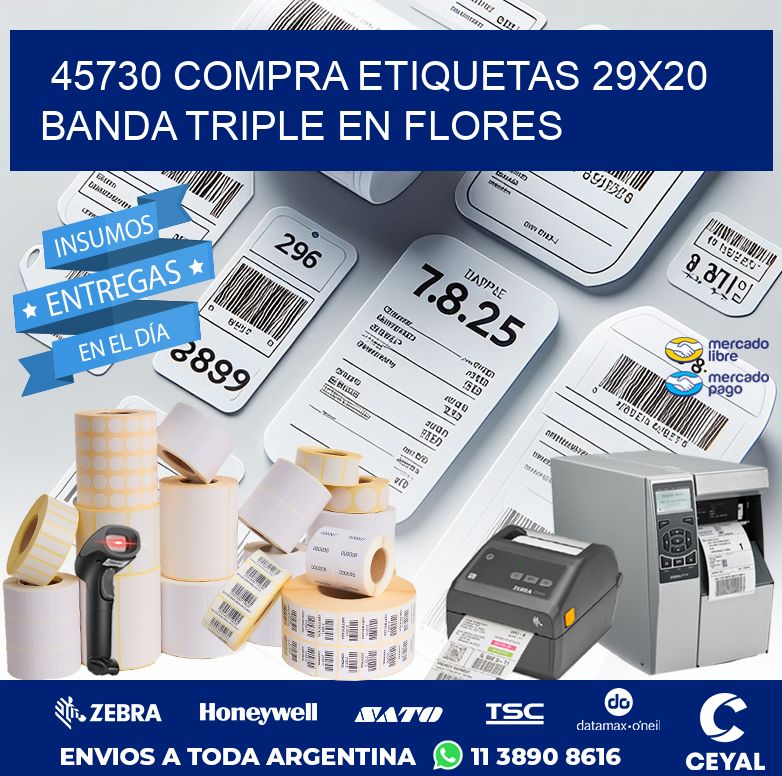 45730 COMPRA ETIQUETAS 29X20 BANDA TRIPLE EN FLORES