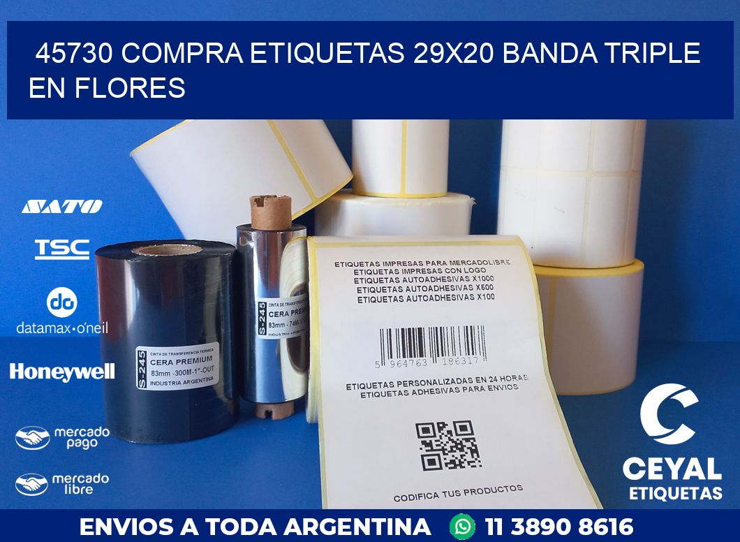45730 COMPRA ETIQUETAS 29X20 BANDA TRIPLE EN FLORES