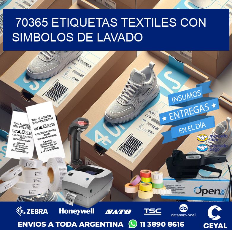 70365 ETIQUETAS TEXTILES CON SIMBOLOS DE LAVADO