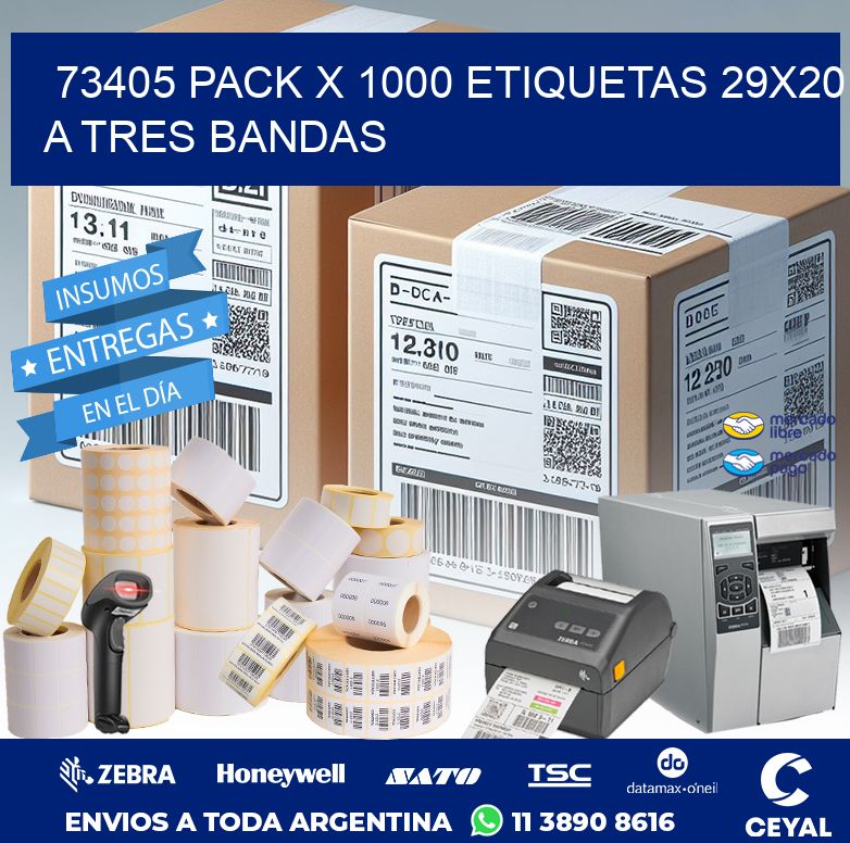 73405 PACK X 1000 ETIQUETAS 29X20 A TRES BANDAS