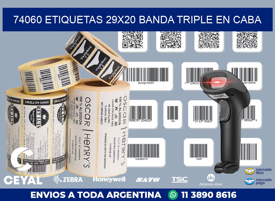 74060 ETIQUETAS 29X20 BANDA TRIPLE EN CABA