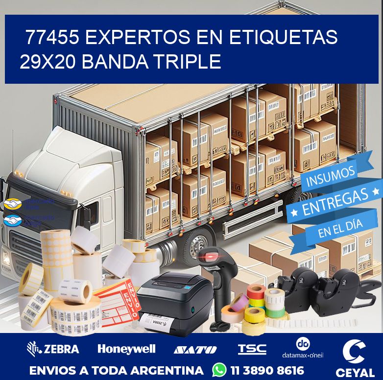 77455 EXPERTOS EN ETIQUETAS 29X20 BANDA TRIPLE