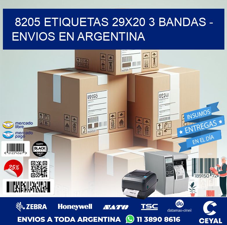 8205 ETIQUETAS 29X20 3 BANDAS - ENVIOS EN ARGENTINA