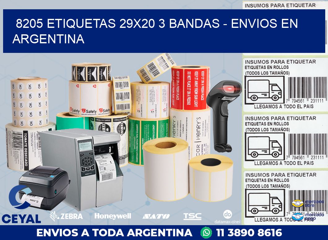 8205 ETIQUETAS 29X20 3 BANDAS – ENVIOS EN ARGENTINA