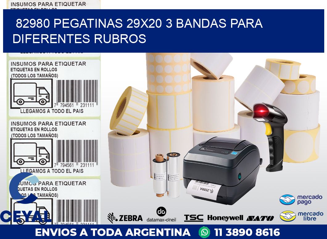 82980 PEGATINAS 29X20 3 BANDAS PARA DIFERENTES RUBROS