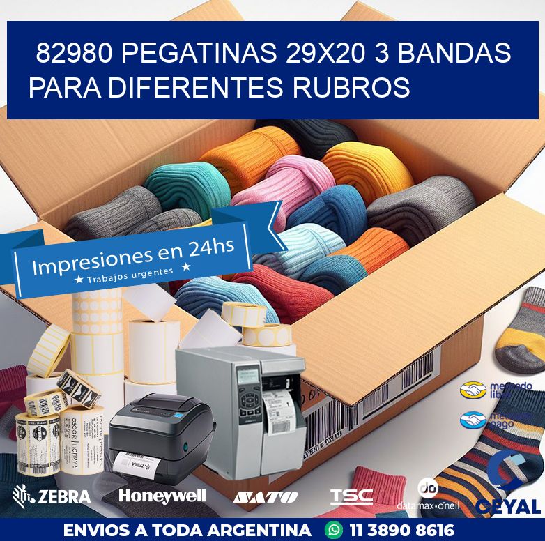 82980 PEGATINAS 29X20 3 BANDAS PARA DIFERENTES RUBROS