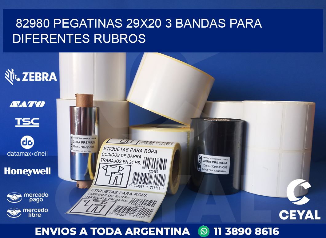 82980 PEGATINAS 29X20 3 BANDAS PARA DIFERENTES RUBROS