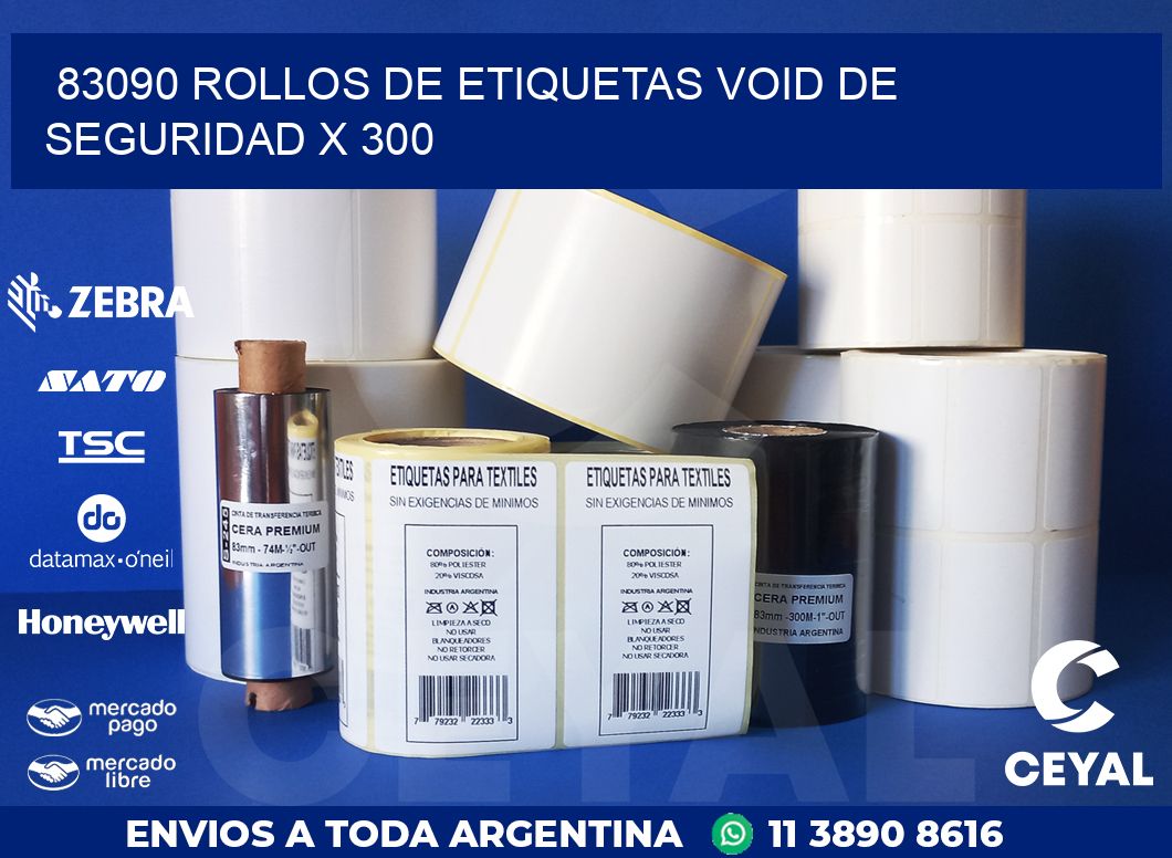 83090 ROLLOS DE ETIQUETAS VOID DE SEGURIDAD X 300