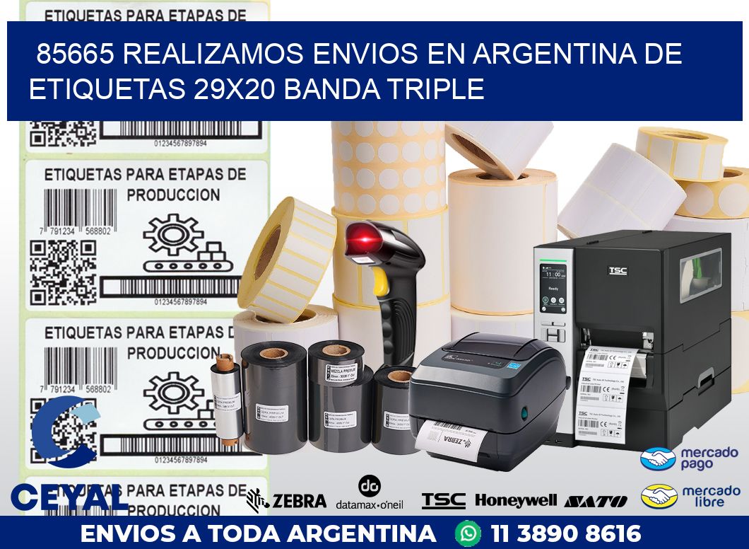 85665 REALIZAMOS ENVIOS EN ARGENTINA DE ETIQUETAS 29X20 BANDA TRIPLE