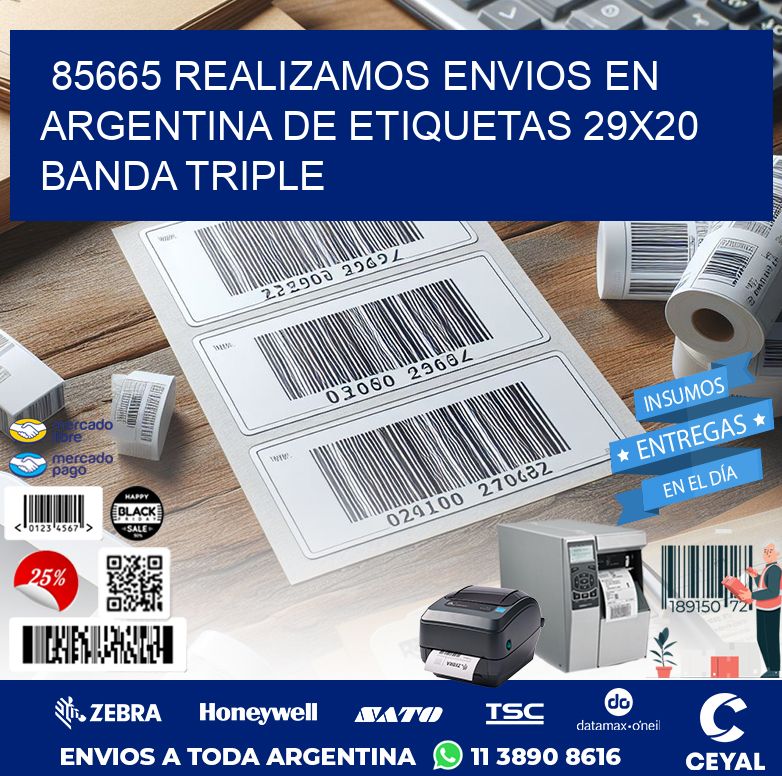 85665 REALIZAMOS ENVIOS EN ARGENTINA DE ETIQUETAS 29X20 BANDA TRIPLE