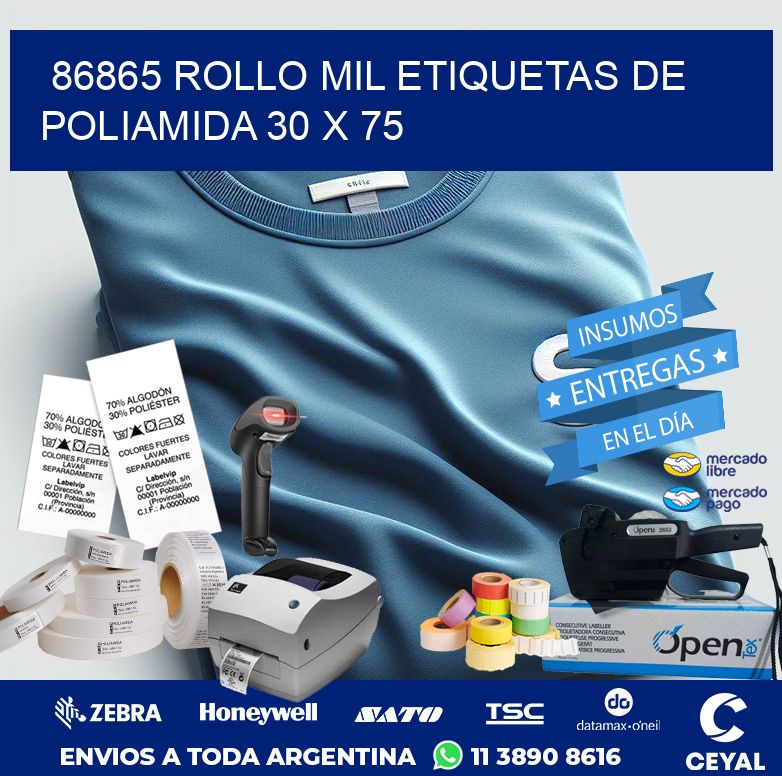 86865 ROLLO MIL ETIQUETAS DE POLIAMIDA 30 X 75