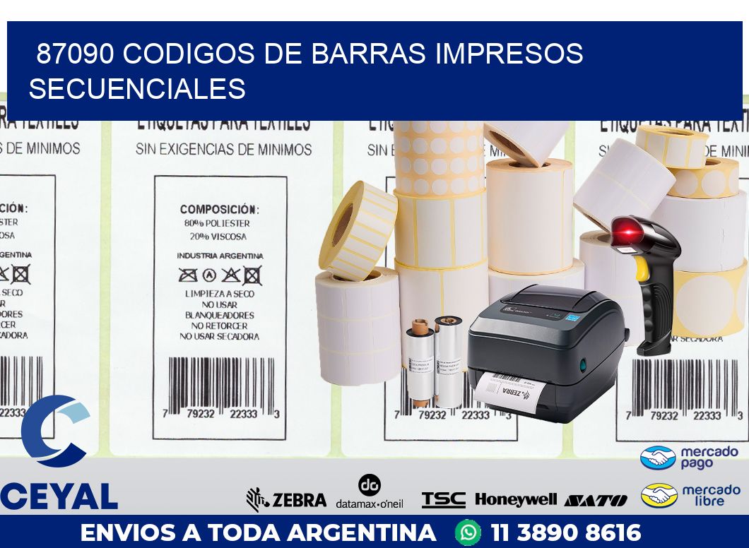 87090 codigos de barras impresos secuenciales