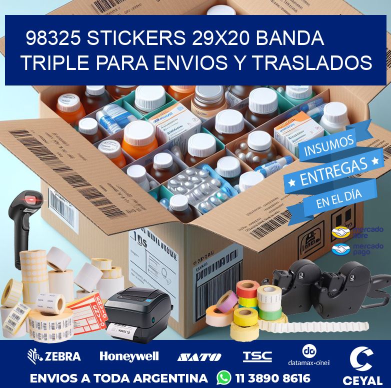 98325 STICKERS 29X20 BANDA TRIPLE PARA ENVIOS Y TRASLADOS