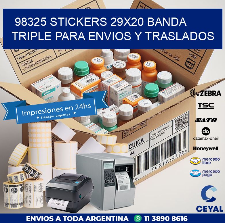 98325 STICKERS 29X20 BANDA TRIPLE PARA ENVIOS Y TRASLADOS