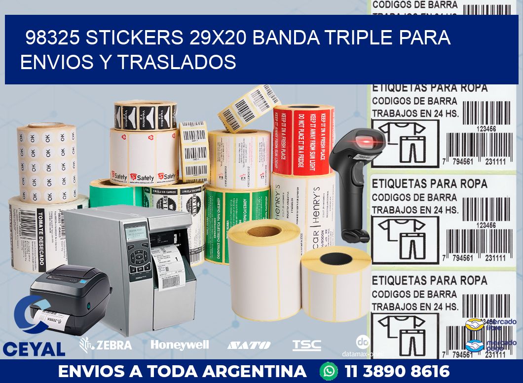 98325 STICKERS 29X20 BANDA TRIPLE PARA ENVIOS Y TRASLADOS
