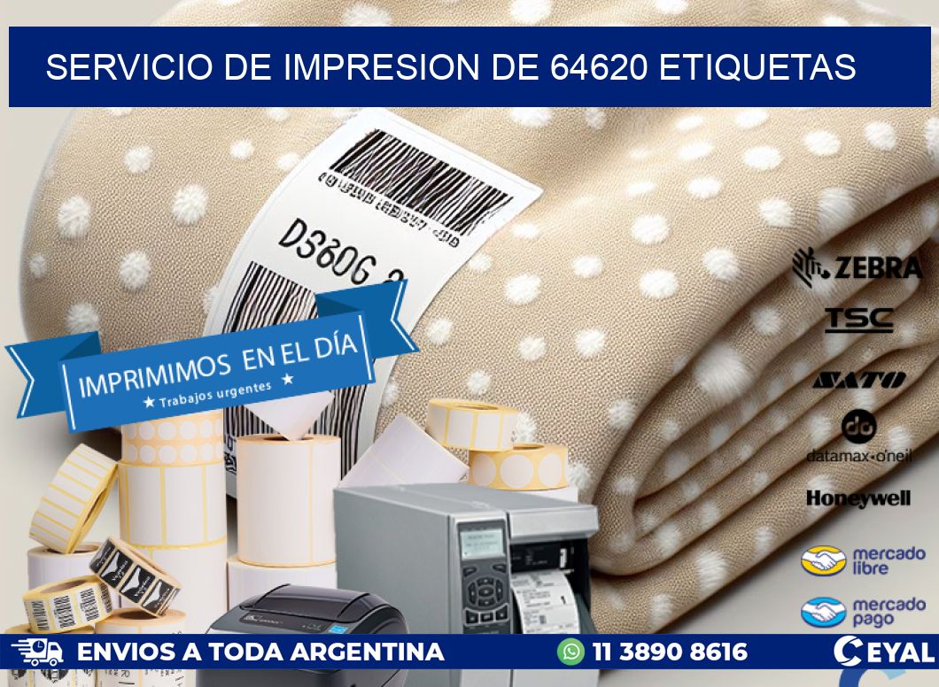SERVICIO DE IMPRESION DE 64620 ETIQUETAS