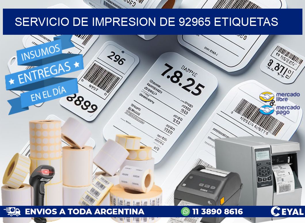 SERVICIO DE IMPRESION DE 92965 ETIQUETAS