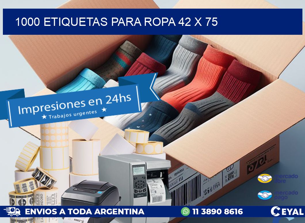 1000 ETIQUETAS PARA ROPA 42 x 75