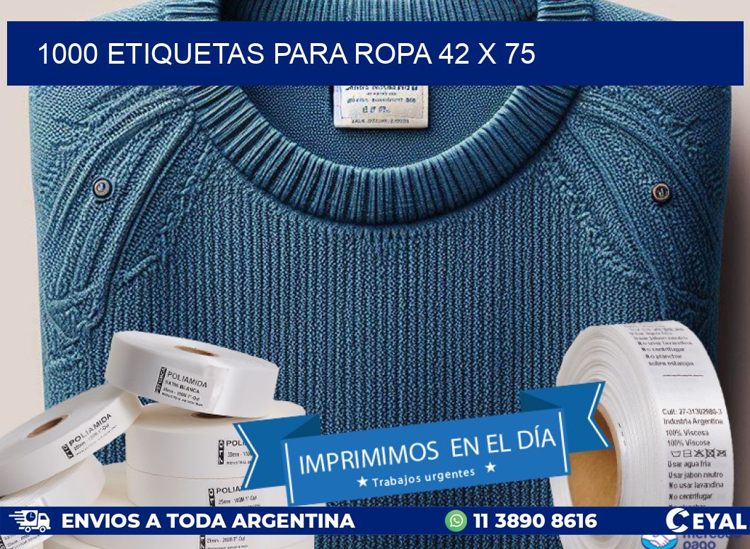 1000 ETIQUETAS PARA ROPA 42 x 75