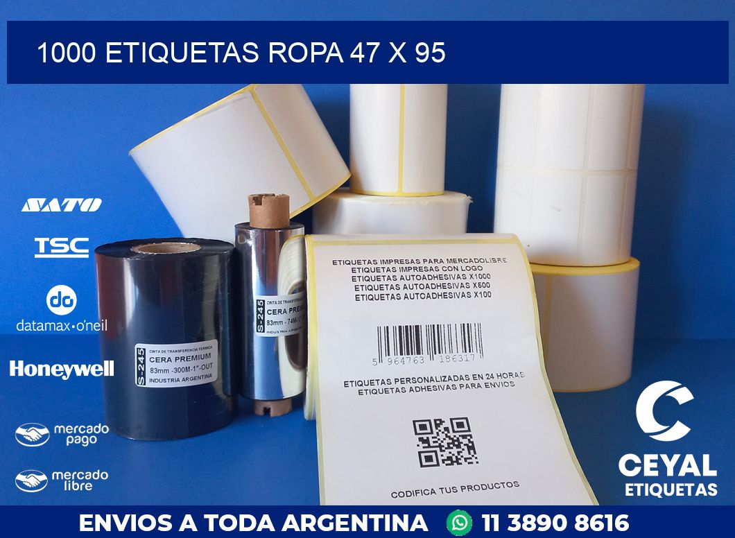 1000 ETIQUETAS ROPA 47 x 95