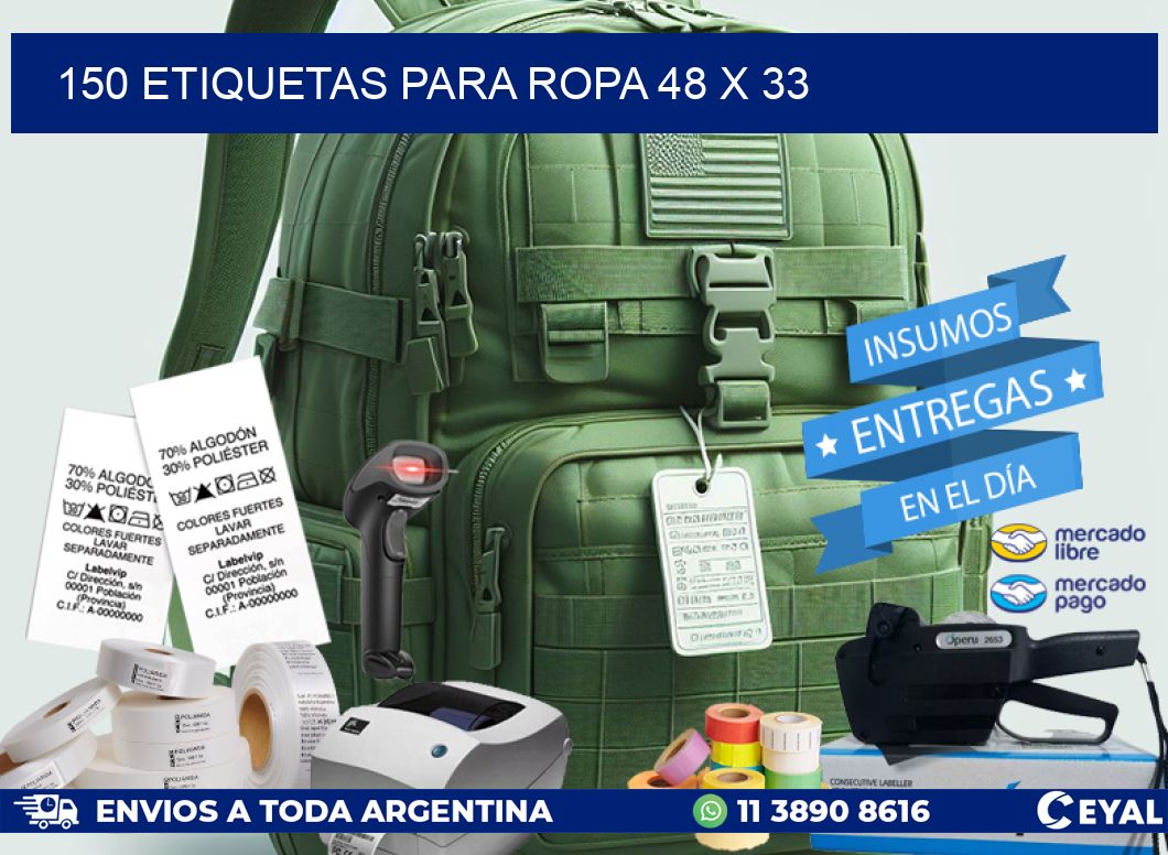 150 ETIQUETAS PARA ROPA 48 x 33