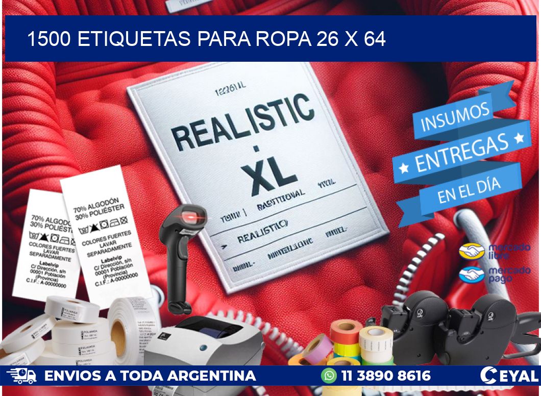 1500 ETIQUETAS PARA ROPA 26 x 64