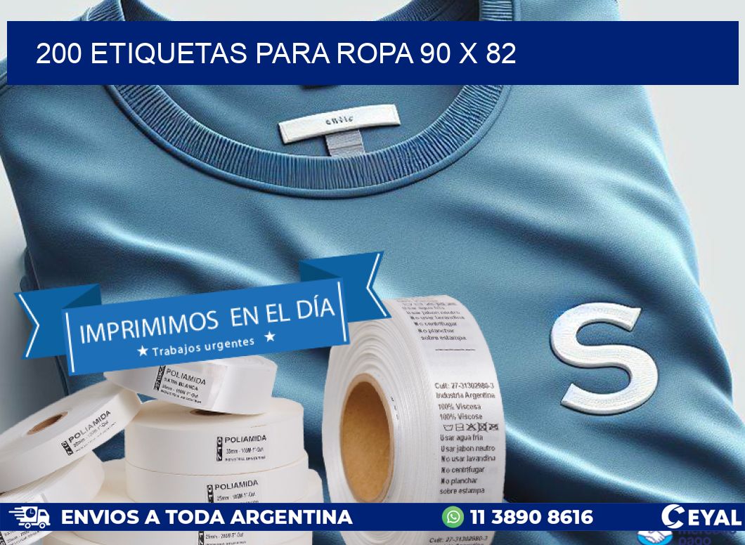 200 ETIQUETAS PARA ROPA 90 x 82
