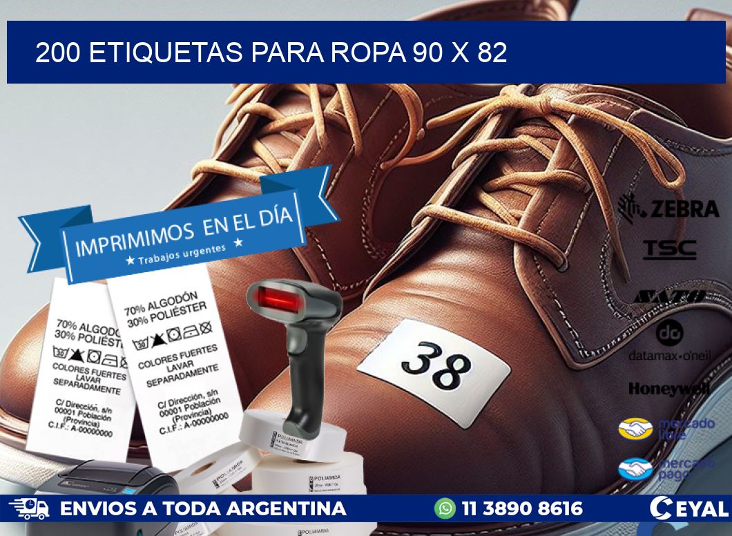 200 ETIQUETAS PARA ROPA 90 x 82